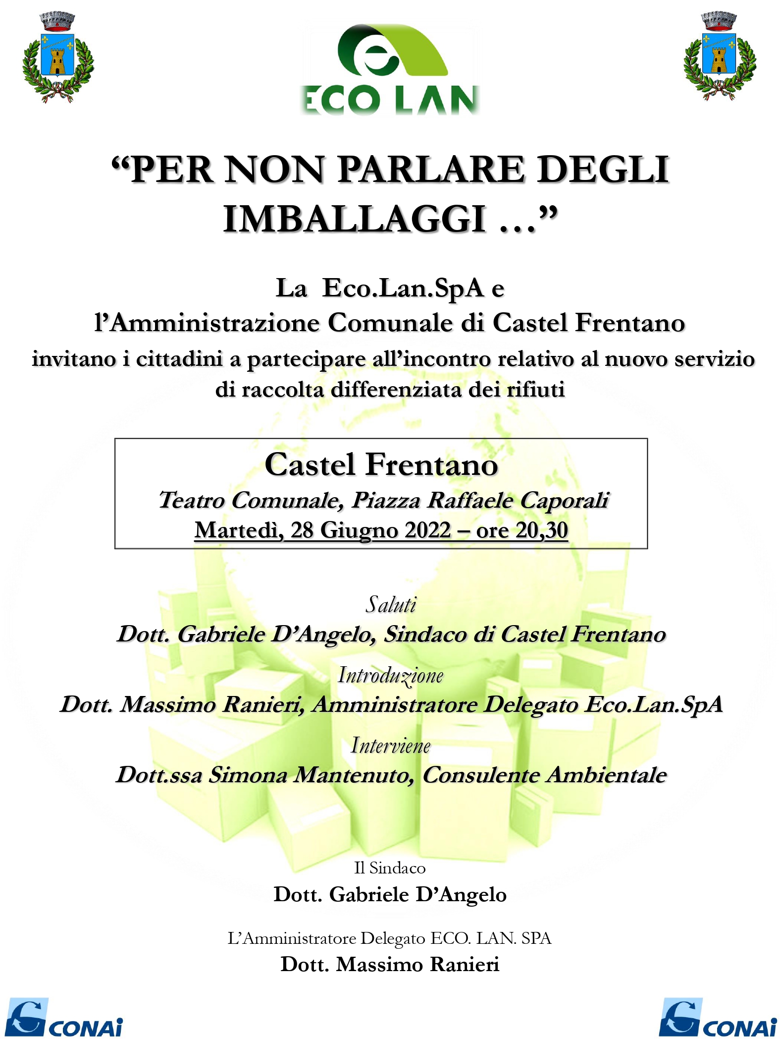 Locandina per incontro ecolan a Castel Frentano il 28 giugno 2022