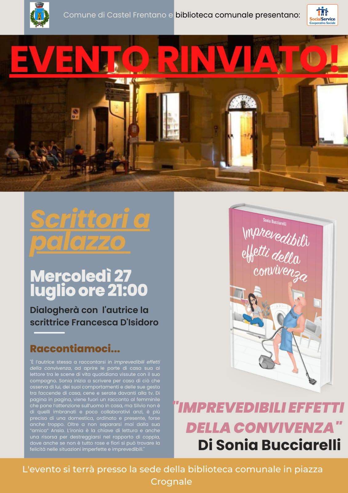 Locandina Scrittori a palazzo - 27 luglio 2022 RINVIATO